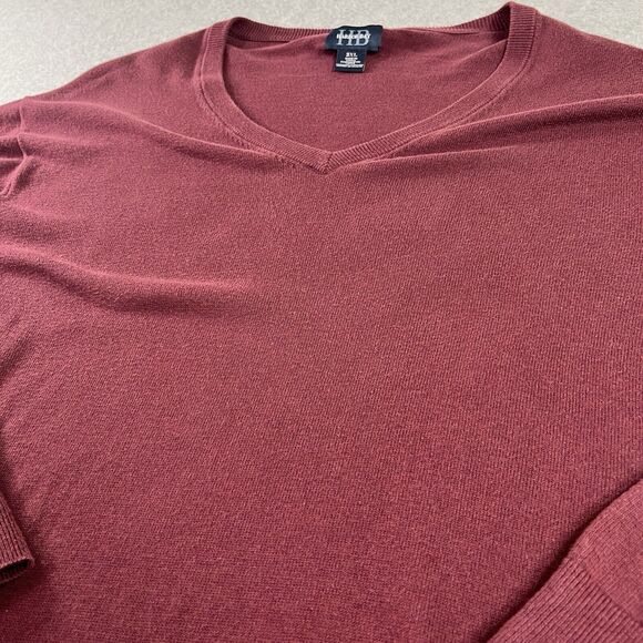 Harbor Bay Red V-Neck Pullover Long Sleeve Knit Sweater Men's Size 2XL - Picture 3 of 7
